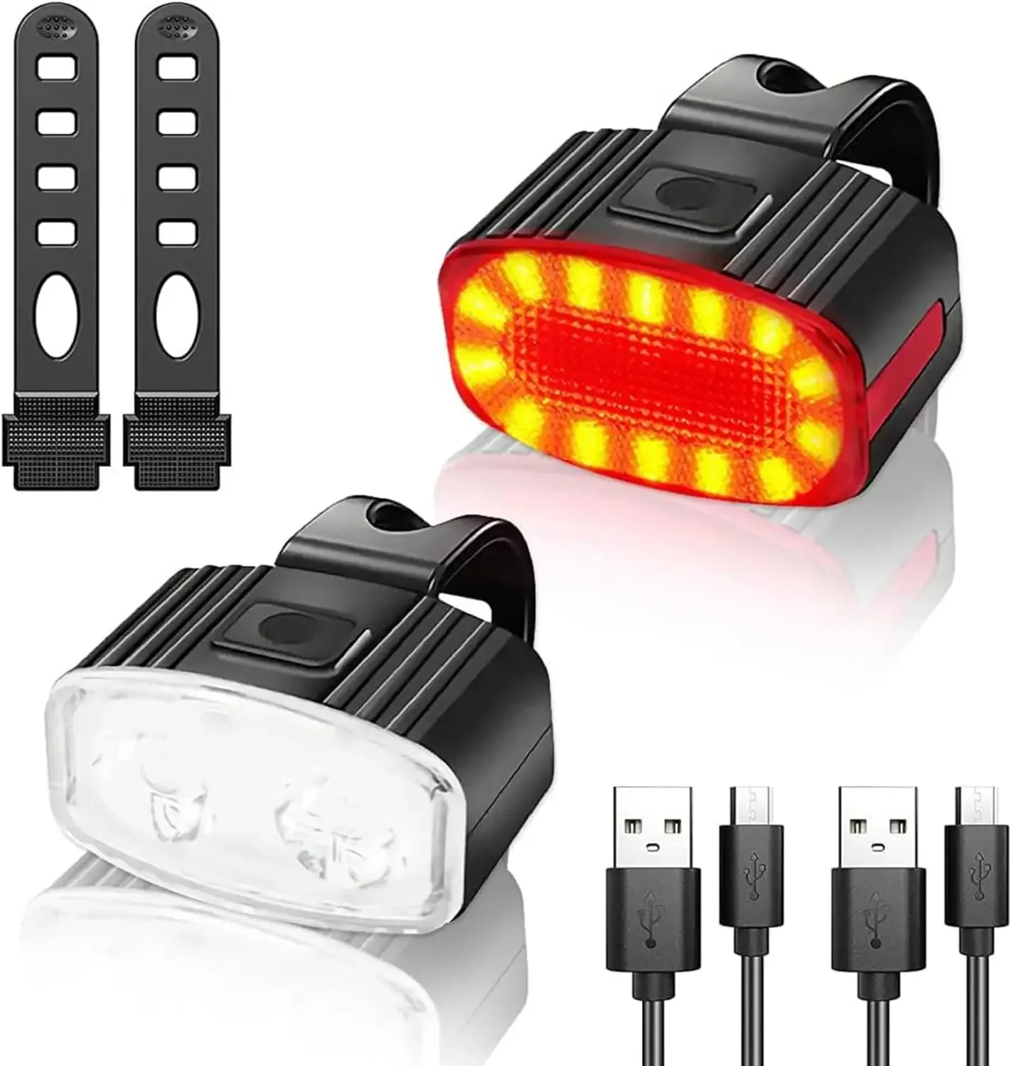 Bike Light Front Rear - مجموعة مصابيح LED أمامية وخلفية للدراجة