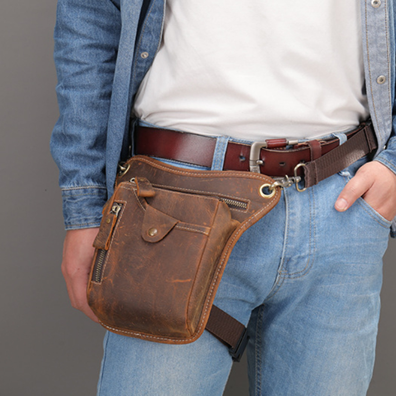 Cycling Commute Bag - خمر بولي Leather الجلود الخصر حزمة