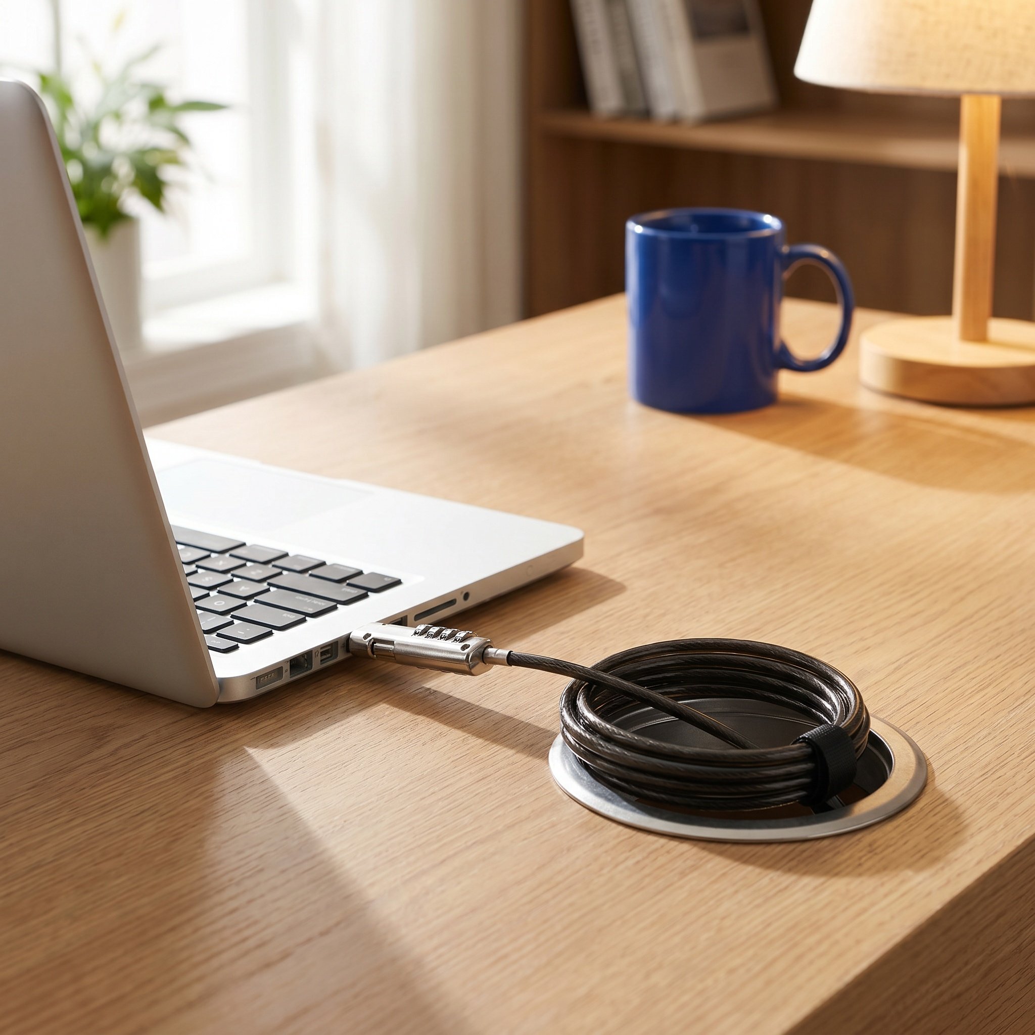 قفل رقمي محمول للابتوب، مصنوع  - مراجعة Cable Lock Flexible وسعره