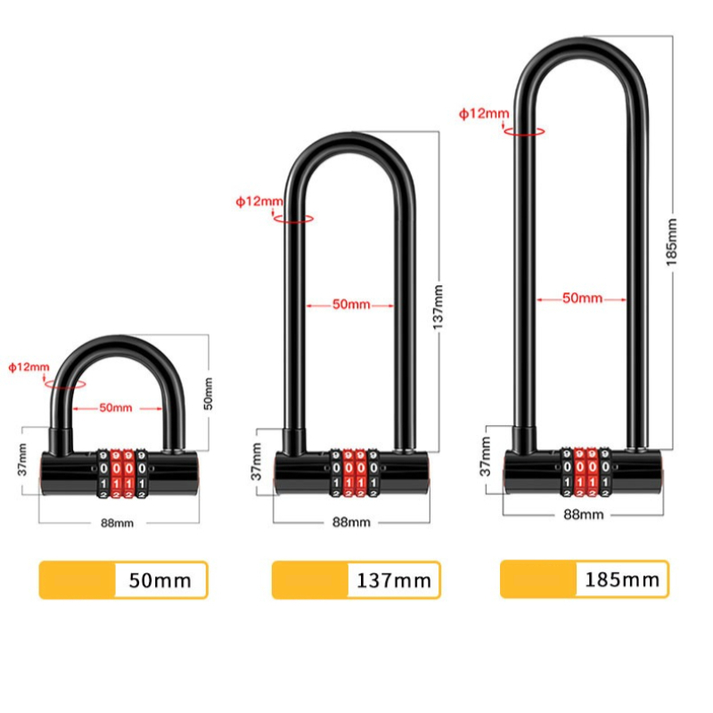 قفل على شكل حرف U ممتد 185 مم/ - مراجعة Cable Lock Flexible وسعره